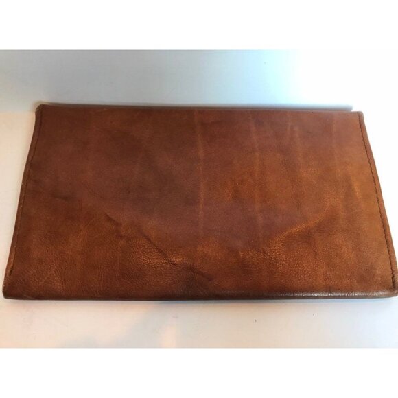 Vintage 1970's Leather Envelop Clutch Purse Industria Argentina Brown VACA Canoa - Picture 8 of 8